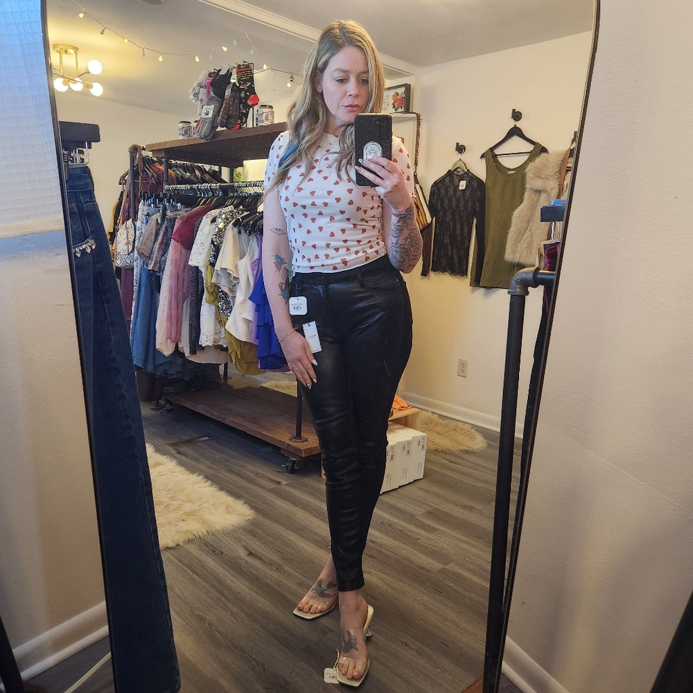 Judy Blue Black Pleather High Waisted Skinny Jeans NWT
